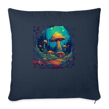 Fantasy Mushroom | Forest | Nature | Goa Festival - Sofa pillowcase 17,3'' x 17,3'' (45 x 45 cm) - navy - Front