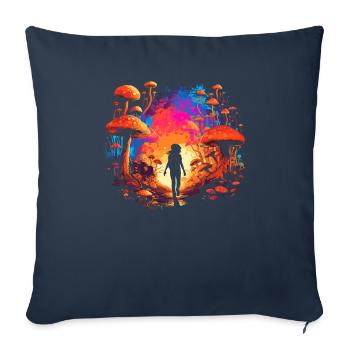 Fantasy Mushroom | Forest | Nature | Goa Festival - Sofa pillowcase 17,3'' x 17,3'' (45 x 45 cm) - navy - Front