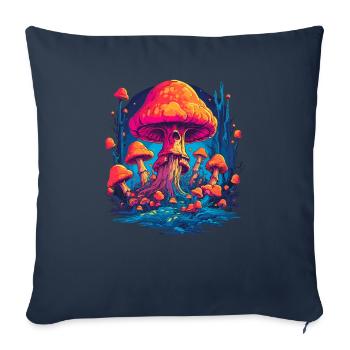 Fantasy Mushroom | Forest | Nature | Goa Festival - Sofa pillowcase 17,3'' x 17,3'' (45 x 45 cm) - navy - Front