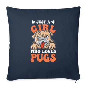 Carlin Chiens Amour Chien - Housse de coussin décorative 45 x 45 cm - bleu marine - Devant