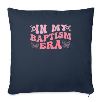 Temps pour mon baptême Première Communion - Housse de coussin décorative 45 x 45 cm - bleu marine - Devant