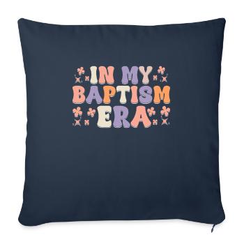 Temps pour mon baptême Première Communion - Housse de coussin décorative 45 x 45 cm - bleu marine - Devant