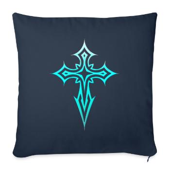 Croix gothique Y2K Emo Croix Gothique Esthétique Tribal - Housse de coussin décorative 45 x 45 cm - bleu marine - Devant