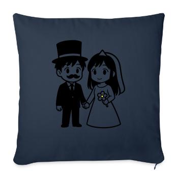 Couple de mariés Anime - Housse de coussin décorative 45 x 45 cm - bleu marine - Devant