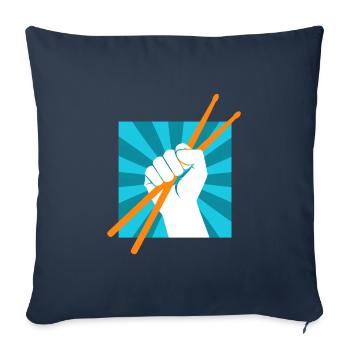 Drummer Drumsticks Batteur musicien Rocker - Housse de coussin décorative 45 x 45 cm - bleu marine - Devant
