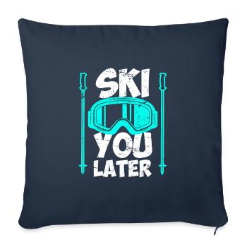 Ski you lat skieur Vacances de ski - Housse de coussin décorative 45 x 45 cm - bleu marine - Devant