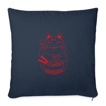 Waving cat Japan Japanese cat ramen - Sofa pillowcase 17,3'' x 17,3'' (45 x 45 cm) - navy - Front