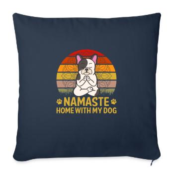 Citation de yoga Namaste Home With My Dog - Housse de coussin décorative 45 x 45 cm - bleu marine - Devant