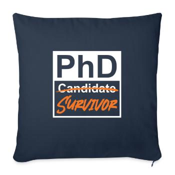 Doctorat Survivant Docteur 2022 PhD - Housse de coussin décorative 45 x 45 cm - bleu marine - Devant