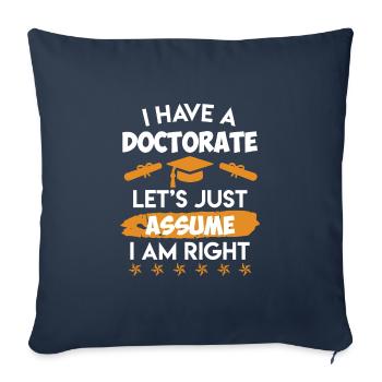 Docteur 2022 J’ai un doctorat - Housse de coussin décorative 45 x 45 cm - bleu marine - Devant