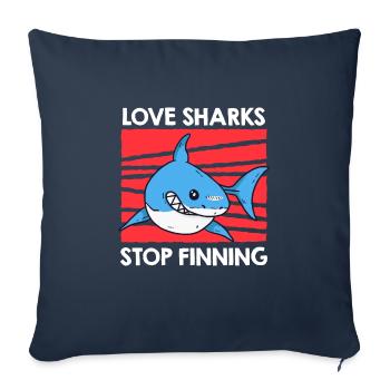 Chers requins Arrêtez d’utiliser les nageoires Sauvez les requins - Housse de coussin décorative 45 x 45 cm - bleu marine - Devant