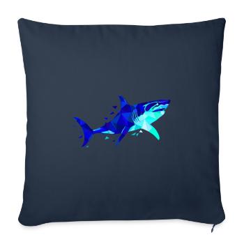 Hai Mandala geometrischer Hai Taucher - Sofakissenbezug 45 x 45 cm - Navy - Vorne