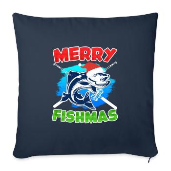Joyeux poisson Pêche - Housse de coussin décorative 45 x 45 cm - bleu marine - Devant
