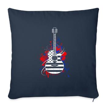 USA Guitare Country Heartbeat Guitariste - Housse de coussin décorative 45 x 45 cm - bleu marine - Devant