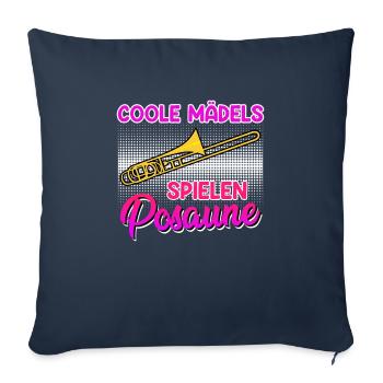 Musicien Les filles cool jouent du trombone - Housse de coussin décorative 45 x 45 cm - bleu marine - Devant