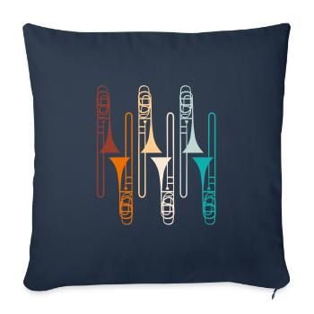 Musicien tromboniste Professeur de musique Je joue du trombone - Housse de coussin décorative 45 x 45 cm - bleu marine - Devant