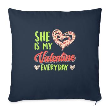 Tous les jours ma chérie Cher couple Saint-Valentin - Housse de coussin décorative 45 x 45 cm - bleu marine - Devant
