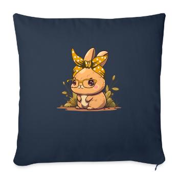 Mignon lapin de Pâques Lapin Visage de lapin mignon - Housse de coussin décorative 45 x 45 cm - bleu marine - Devant