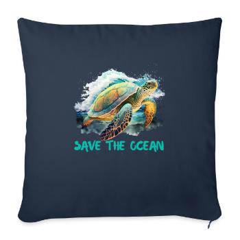 Save the turtles Environmental protection ocean - Sofa pillowcase 17,3'' x 17,3'' (45 x 45 cm) - navy - Front