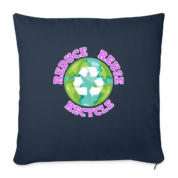 Réduire le recyclage Amour de l’environnement Protection de l’environnement - Housse de coussin décorative 45 x 45 cm - bleu marine - Devant