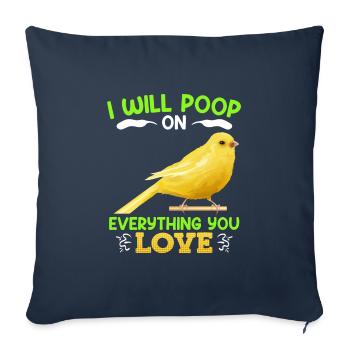 Canaries je vais faire caca sur tout ce que tu aimes - Housse de coussin décorative 45 x 45 cm - bleu marine - Devant