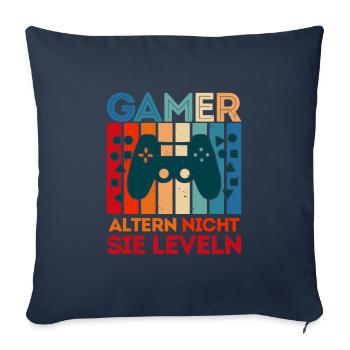 Les joueurs ne vieillissent pas en nivelant les joueurs vidéo B-Day - Housse de coussin décorative 45 x 45 cm - bleu marine - Devant