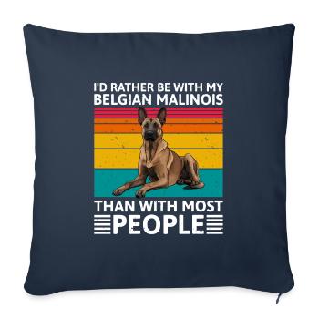 Malinois I'D RATHER BE WITH BELGIAN MALINOIS - Sofa pillowcase 17,3'' x 17,3'' (45 x 45 cm) - navy - Front