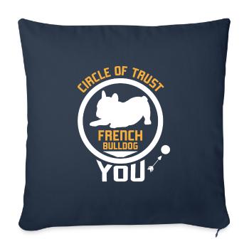 Bouledogue Français CERCLE DE CONFIANCE FRANÇAIS - Housse de coussin décorative 45 x 45 cm - bleu marine - Devant