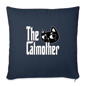 Maman chat La mère chat folle Chat Mère Kitty Maman - Housse de coussin décorative 45 x 45 cm - bleu marine - Devant