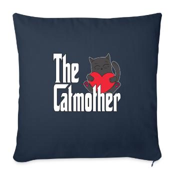 Maman chat La mère chat folle Chat Mère Kitty Maman - Housse de coussin décorative 45 x 45 cm - bleu marine - Devant