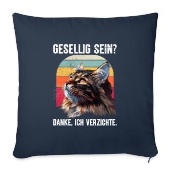 Maine Coon Cat ÊTRE SOCIABLE ? MERCI. DÉROGATIONS - Housse de coussin décorative 45 x 45 cm - bleu marine - Devant