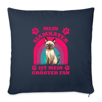 Siamese cats MY SIAMESE CAT IS MY BIGGEST FAN - Sofa pillowcase 17,3'' x 17,3'' (45 x 45 cm) - navy - Front