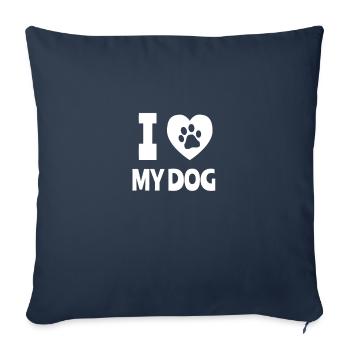 J'AIME MON CHIEN - Housse de coussin décorative 45 x 45 cm - bleu marine - Devant