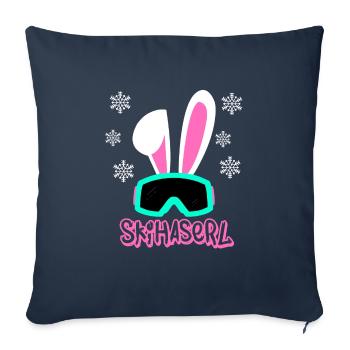 Skihaserl - Housse de coussin décorative 45 x 45 cm - bleu marine - Devant