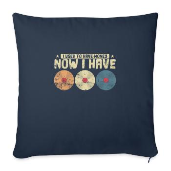 J’avais de l’argent maintenant j’ai des vinyles - Housse de coussin décorative 45 x 45 cm - bleu marine - Devant