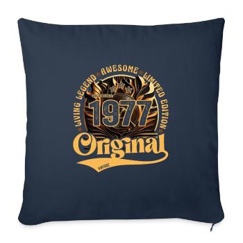 né en 1977 anniversaire rétro vintage 1977 - Housse de coussin décorative 45 x 45 cm - bleu marine - Devant