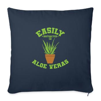 Facilement distrait par la plante médicinale Aloe Veras - Housse de coussin décorative 45 x 45 cm - bleu marine - Devant