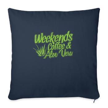 Week-ends Café et Aloe Vera Plante - Housse de coussin décorative 45 x 45 cm - bleu marine - Devant