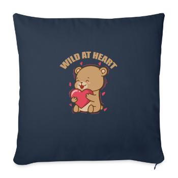 Wild at Heart Bear Animal Forest - Housse de coussin décorative 45 x 45 cm - bleu marine - Devant