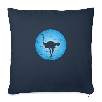 Oiseau autruche rapide grand oiseau - Housse de coussin décorative 45 x 45 cm - bleu marine - Devant