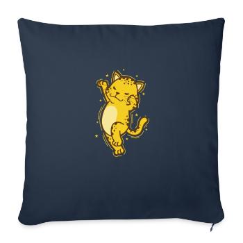 Léopard dansant grand félin prédateur Afrique - Housse de coussin décorative 45 x 45 cm - bleu marine - Devant