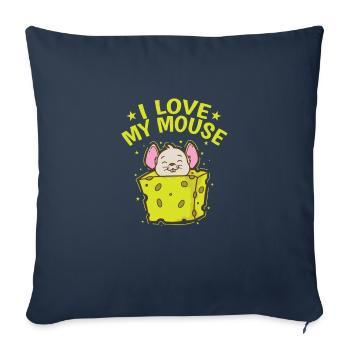 I love my Mouse Rodent Cheese Mammal - Sofa pillowcase 17,3'' x 17,3'' (45 x 45 cm) - navy - Front