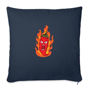 Épicé piquant piment chaud comme le feu - Housse de coussin décorative 45 x 45 cm - bleu marine - Devant