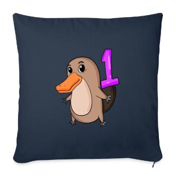 1 year old - School enrollment - Platypus motif - Za - Sofa pillowcase 17,3'' x 17,3'' (45 x 45 cm) - navy - Front