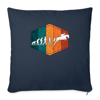 Cavalier évolution chevaux rétro - Housse de coussin décorative 45 x 45 cm - bleu marine - Devant