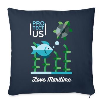 Tortues de mer et poissons, conservation de la nature - Housse de coussin décorative 45 x 45 cm - bleu marine - Devant