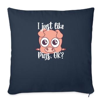 I like pig sweet pig motif gift - Sofa pillowcase 17,3'' x 17,3'' (45 x 45 cm) - navy - Front