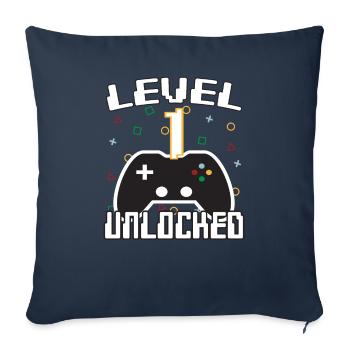 Level 1 unlocked Gamer Gift Idea - Sofa pillowcase 17,3'' x 17,3'' (45 x 45 cm) - navy - Front