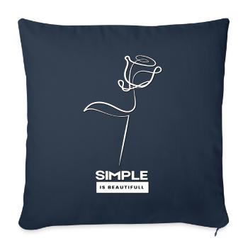 Simple Is Beautiful with a white rose - Sofa pillowcase 17,3'' x 17,3'' (45 x 45 cm) - navy - Front