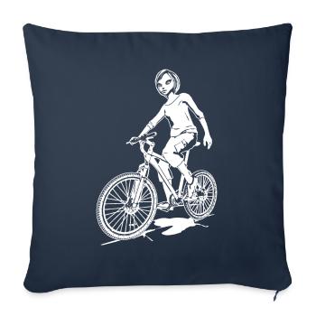 "Ride Free" - The perfect shirt for mountain bikers - Sofa pillowcase 17,3'' x 17,3'' (45 x 45 cm) - navy - Front